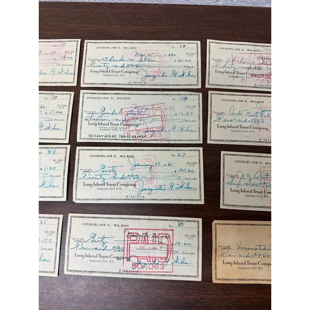 Vintage Checks Lot 1950s to 1960s Long Island New York Estate